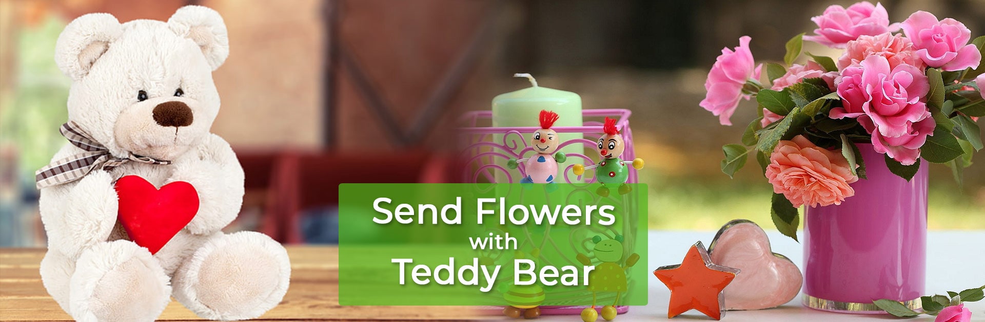 natural teddy and flowers Banner