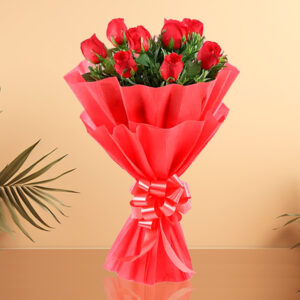 8 red roses bouquet